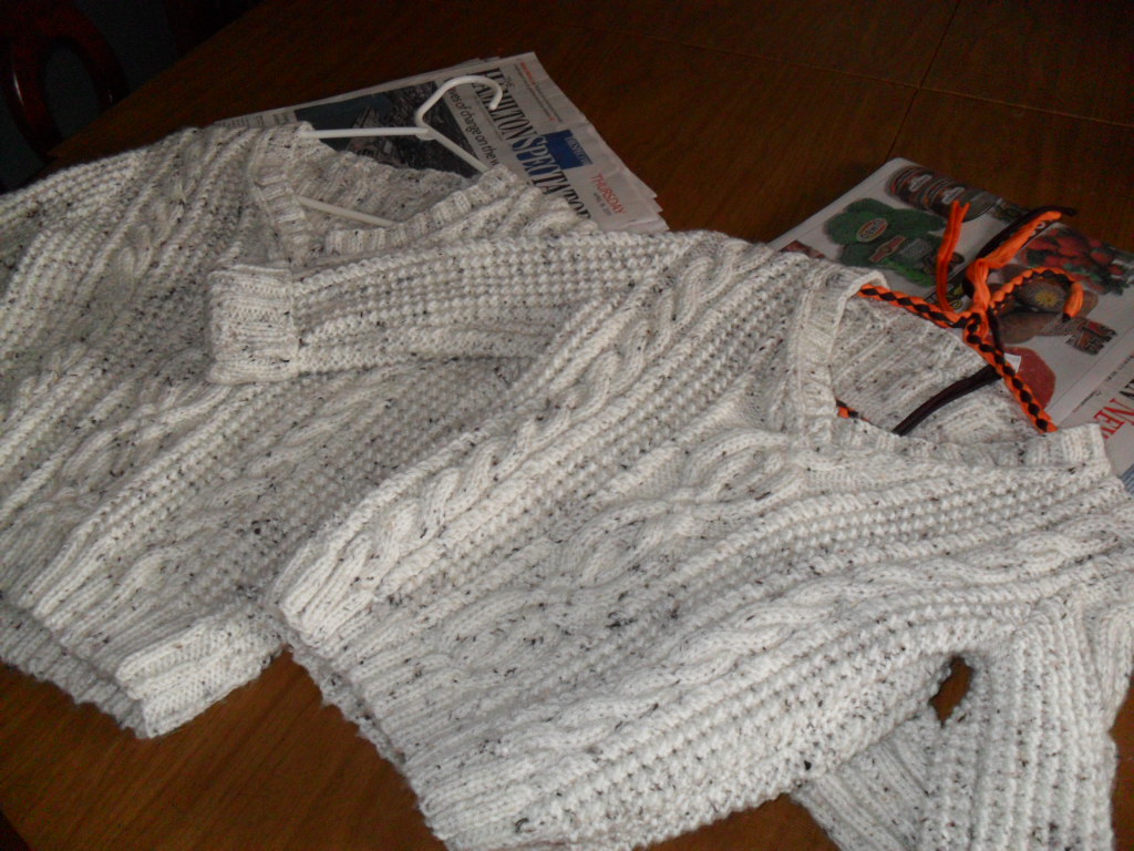 2 aran knit sweaters for the boys