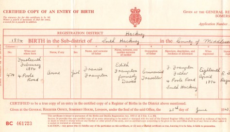 cropped birth certificate Annie1